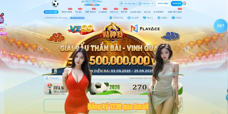 Đăng ký 123B qua Gmail