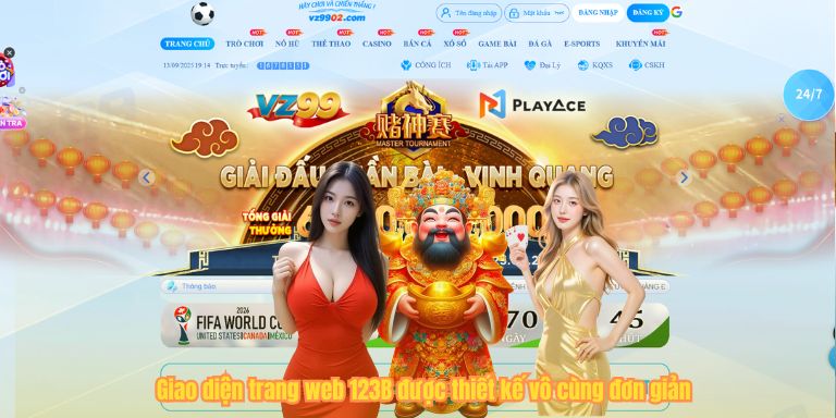 Giao diện trang web 123B được thiết kế vô cùng đơn giản